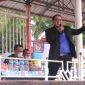 PEMBUKAAN. Ketua Panitia sekaligus ketua  Harian Pengprov PRUI Jawa Barat, H Aceng Roni Syahbana, SPd,MSi, AIFO saat memberikan sambutan pada pembukaan Babak Kualifikasi (BK) Pra Porprov atau Kejuaraan Daerah (Kejurda) Rugby Jawa Barat 2021,di Lapangan Sarana Olahraga (SOR) Merdeka Kerkof, Jalan Guntur Melati Nomor 11, Kelurahan Haurpanggung, Kecamatan Tarogong Kidul, Kabupaten Garut. Senin (20/12/2021)