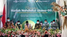Bupati Garut, Rudy Guanawan, memberikan sambutan dalam acara Peringatan Harlah NU ke - 99 yang dilaksanakan di Gedung PCNU, Jalan Suherman Nomor 117, Kecamatan Tarogong Kaler, Kabupaten Garut, Kamis (17/2/2022). (Foto : M. Ahdiansyah/Diskominfo Garut).