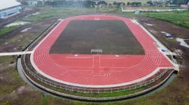 Kondisi terkini Stadion Adiwijaya di Jalan Proklamasi, Desa Jayaraga, Kecamatan Tarogong Kidul, Kabupaten Garut.