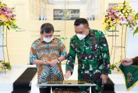 Bupati Garut, Rudy Gunawan meresmikan Kantor Komando Distrik Militer (Kodim)/0611 Garut yang berlokasi di Jalan Veteran, Kecamatan Garut Kota, Kabupaten Garut, Rabu (16/2/2022).