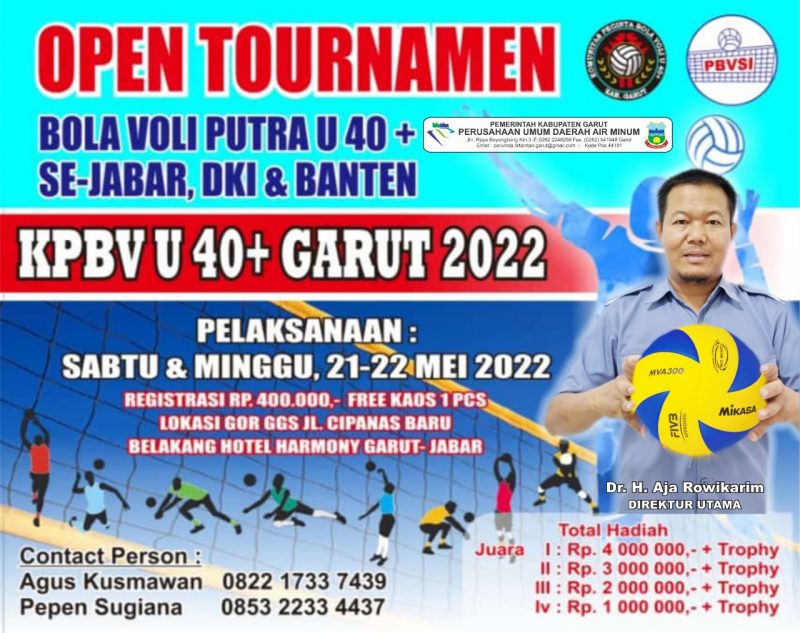 PDAM Tirta Intan Garut Gelar Open Tournamen Bola Voli Putra U40+ Garut 2022.