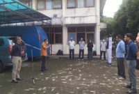 Pelaksanaan apel pagi yang dilaksanakan di Kantor Diskominfo Garut, Jalan Pembangunan, Kecamatan Tarogong Kidul, Kabupaten Garut, Selasa (14/6/2022). 