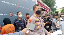 Kapolres Garut, AKBP Wirdhanto Hadicaksono saat jumpa pers di Mapolres Garut, Selasa (12/7/2022).