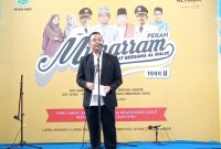 Pimpinan Cabang Al Malik Travel H. Yudhistira Handikadiredja Saat memberikan sambutan dalam Pekan Muharram 1444 H yang adakan Al Malik bersama MUI Kabupaten Garut di Gedung Islamic Center, Senin (22/8/2022)