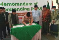 KERJA SAMA. PCNU Kabupaten Garut melakukan penandatanganan MoU dengan BPN Garut. di Kantor PCNU Garut, Jalan Suherman Nomor 117  Kecamatan Tarogong Kaler Kabupaten Garut, Selasa (30/8/2022).