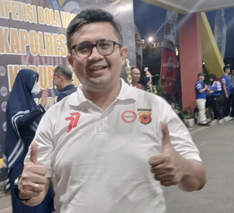 APRESIASI.Pimpinan Cabang  Bank BJB Garut, Mochammad Indra, mengapresiasi Pelaksanaan Kompetisi Bola Voli Merah Putih Kapolres Cup Tahun 2022. 