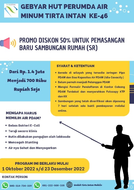 PDAM Tawarkan Promo Diskon 5 Persen Pemasangan Baru 