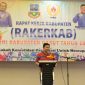 Ketua KONI Kabupaten Garut, Dr. Ir. H. Abdusy Syakur Amin, M.Eng saat memberikan sambutan Rapat Kerja Kabupaten (Rakerkab) Tahun 2023 di Ballroom Favehotel Garut, Senin (13/3/2023).