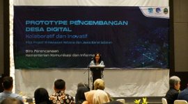 Pelaksanaan Workshop Prototype Pengembangan Desa Digital yang dilaksanakan di Ballroom Hotel Santika, Jalan Cipanas Baru, Kecamatan Tarogong Kaler, Kabupaten Garut, Kamis (9/3/2023).
(Foto: Moch Ahdiansyah/ Diskominfo Garut)