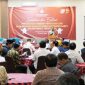 Ketua KPU Kabupaten Garut, Dr. Junaidin Basri, S.Ag, M.Pd. memberikan sambutan dalam Sosialisasi dan Evaluasi Penyusunan Daerah Pemilihan (Dapil) dan Alokasi Kursi Anggota DPRD Kabupaten Garut dalam Pemilu Tahun 2024, Aula Tirta Kencana Hotel, Jum'at (31/3/2023)