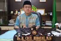 Kepala Kantor Kementerian Agama Kabupaten Garut, Dr. H. Cece Hidayat, MSi, saat wawancara di kantor Kemenag Garut, Jumat (14/4/2023).