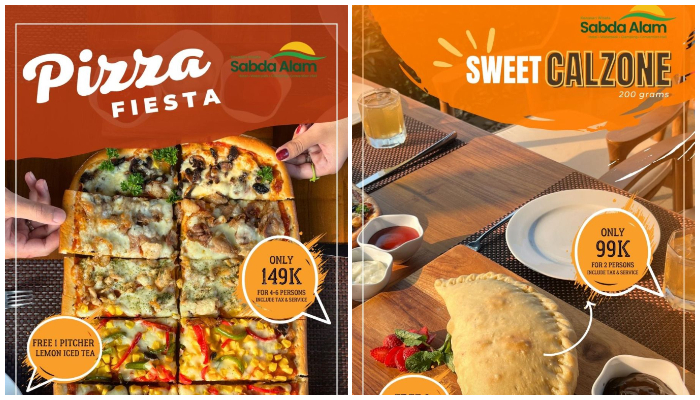 Glamping Resto Sabda Alam Tawarkan Harga Spesial Pizza Fiesta dan Sweet Calzone Plus Free Lemo Iced Tea 