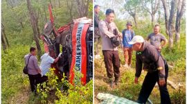 Polsek Cibalong Polres Garut Berhasil Evakuasi Korban Kecelakaan Truck Terperosok ke Jurang