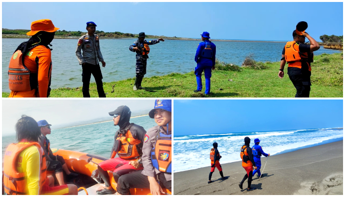 Sat Polairud Polres Garut dan Tim SAR Terus Lakukan Pencarian Korban Kecelakaan Laut