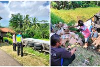 Polsek Malangbong Evakuasi Truk Terguling