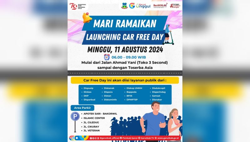 Pemkab Garut Siap Gelar Car Free Day Perdana 11 Agustus, 14 Layanan Publik Disiapkan