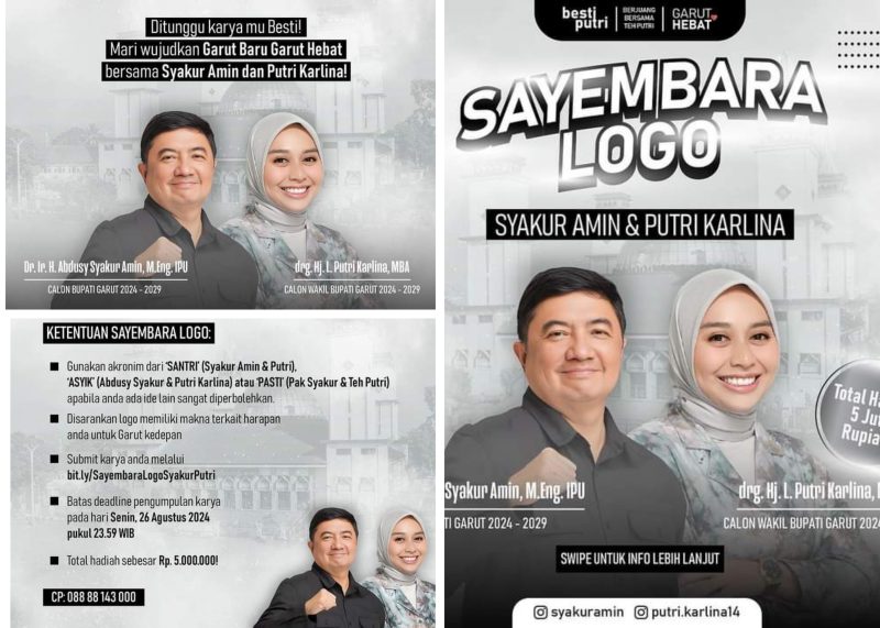 Rebut Hadiah 5 Juta Rupiah! Ikuti Sayembara Logo Kampanye Syakur Amin dan Putri Karlina di Pilkada Garut 2024