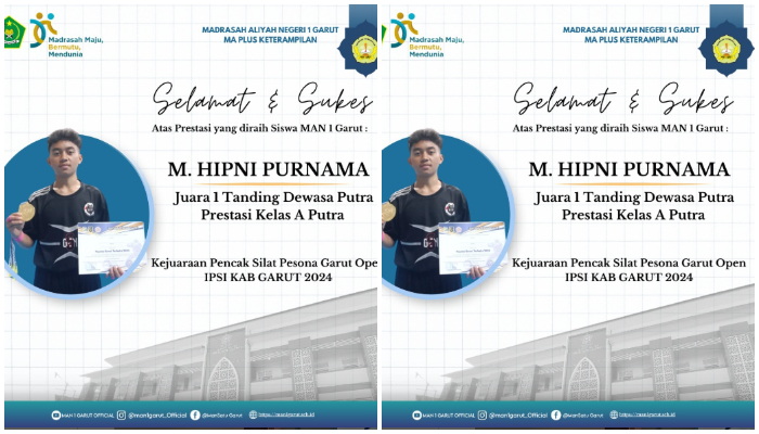 MAN 1 Garut Bangga, M. Hipni Purnama Raih Juara 1 Pencak Silat di Pesona Garut Open