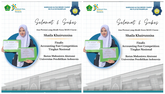 MAN 1 Garut Berbangga, Shaila Khairunnisa Jadi Finalis Kompetisi Akuntansi Tingkat Nasional