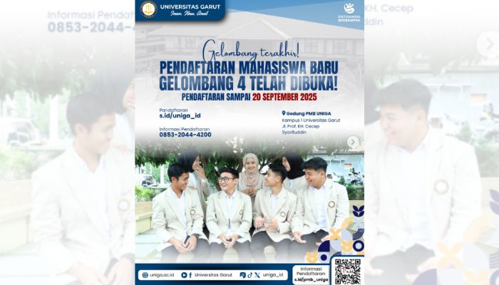 Universitas Garut Buka Gelombang Terakhir Penerimaan Mahasiswa Baru, Daftar Hingga 20 September 2025!