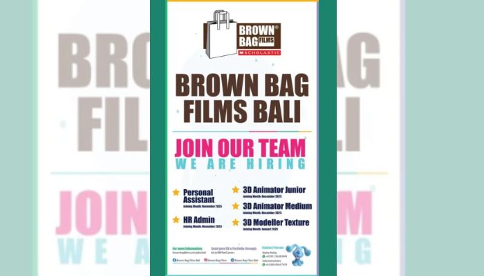 Brown Bag Films Bali Buka Lowongan Kerja 2025, Lima Posisi Dibuka untuk Industri Animas
