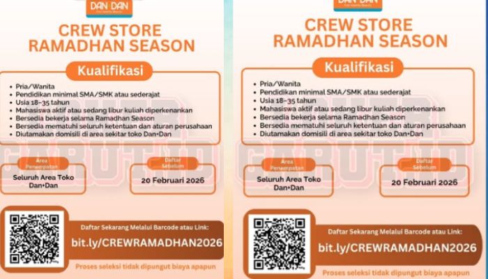 Lowongan Kerja Garut Hari Ini, Dan+Dan Buka Crew Store Ramadhan Season