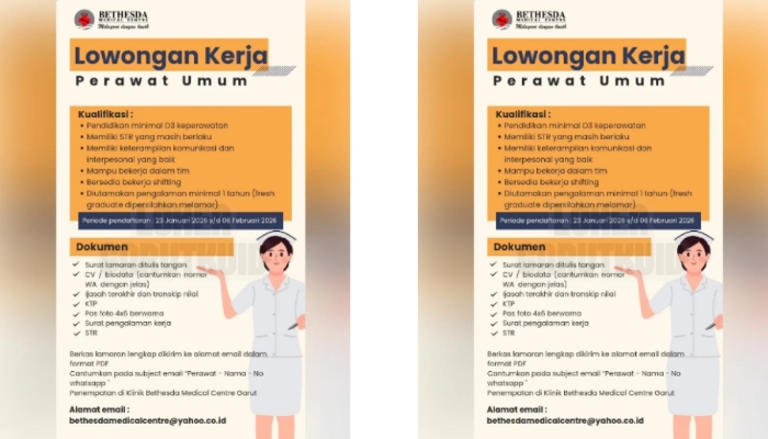 Jangan Lewatkan! BETHESDA Garut Buka Posisi Perawat Umum