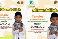Prestasi Gemilang, Tengku Abbad Ghani Murid TK IT Al Mashduqi Garut Sabet Juara 2 Tingkat Kecamatan