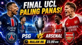 Trofi Liga Champions UEFA diperebutkan PSG dan Arsenal pada partai final UCL 2025/2026 di Puskas Arena, Budapest.