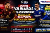 Jadwal PSM Makassar vs Persib Bandung Malam Ini, Laga Penentu Puncak Klasemen Super League 2025/2026