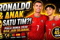 Cristiano Ronaldo berpotensi mencetak sejarah dengan tampil di Piala Dunia 2030 bersama putranya, Cristiano Ronaldo Jr, dalam momen langka sepak bola dunia.
