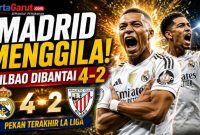 Hasil Madrid vs Bilbao 4-2, Mbappe dan Bellingham Bersinar