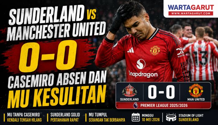 Hasil Sunderland vs Manchester United 0-0, Casemiro Absen dan MU Kesulitan
