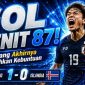 Koki Ogawa merayakan gol kemenangan Timnas Jepang saat mengalahkan Islandia 1-0 dalam laga persahabatan internasional, Minggu (31/5/2026). Gol menit ke-87 memastikan Samurai Biru menutup laga dengan kemenangan dramatis