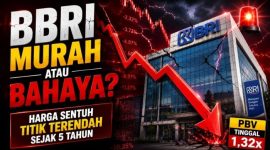 Pergerakan saham BBRI di Bursa Efek Indonesia. Meski turun ke level terendah dalam lima tahun, investor domestik tercatat melakukan pembelian besar di tengah aksi jual asing.