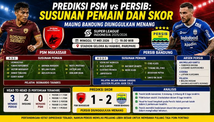 Prediksi PSM vs Persib: Susunan Pemain dan Skor, Maung Bandung Diunggulkan Menang
