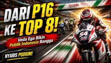 Veda Ega Pratama tampil gigih pada Moto3 Italia 2026 di Sirkuit Mugello. Pebalap Indonesia itu bangkit dari posisi ke-16 hingga finis kedelapan setelah sempat menembus empat besar