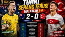 Australia vs Turki: Dominan Menyerang, Turki Justru Tumbang 0-2 di Piala Dunia FIFA 2026