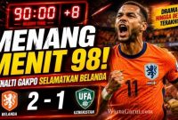 Cody Gakpo merayakan gol penalti kemenangan saat Belanda mengalahkan Uzbekistan 2-1 dalam laga uji coba internasional, Selasa (9/6/2026).