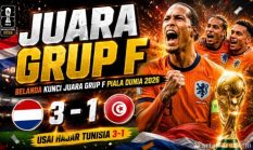 Belanda Kunci Juara Grup F Piala Dunia 2026 Usai Hajar Tunisia 3-1