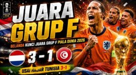 Belanda Kunci Juara Grup F Piala Dunia 2026 Usai Hajar Tunisia 3-1