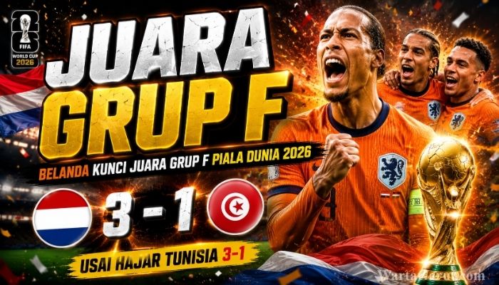 Belanda Kunci Juara Grup F Piala Dunia 2026 Usai Hajar Tunisia 3-1