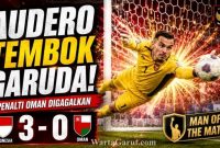 Emil Audero melakukan penyelamatan penting saat Timnas Indonesia mengalahkan Oman 3-0 pada laga FIFA Matchday di Stadion Utama Gelora Bung Karno, Jakarta
