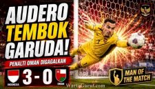 Emil Audero melakukan penyelamatan penting saat Timnas Indonesia mengalahkan Oman 3-0 pada laga FIFA Matchday di Stadion Utama Gelora Bung Karno, Jakarta