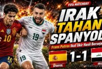 Frans Putros saat membela Timnas Irak dalam laga FIFA Matchday melawan Spanyol yang berakhir imbang 1-1 jelang Piala Dunia 2026