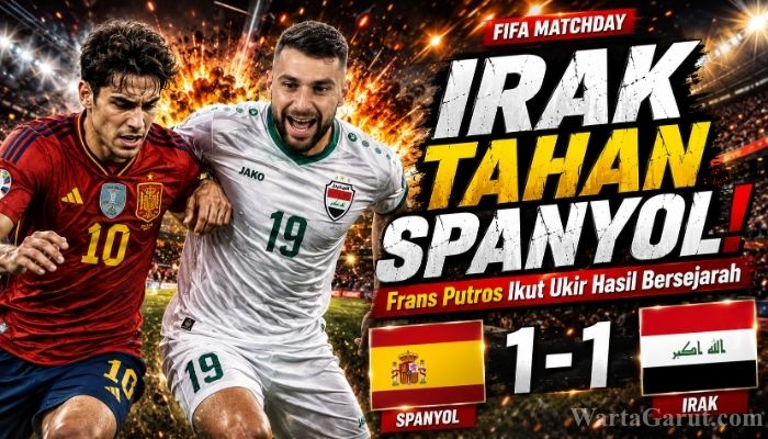 Frans Putros saat membela Timnas Irak dalam laga FIFA Matchday melawan Spanyol yang berakhir imbang 1-1 jelang Piala Dunia 2026