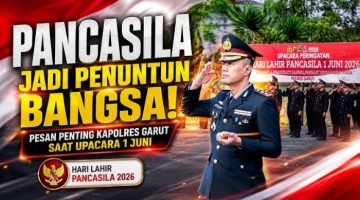 Kapolres Garut AKBP Yugi Bayu Hendarto memimpin Upacara Hari Lahir Pancasila 2026 di Mapolres Garut, Senin (1/6/2026), sebagai bentuk penguatan ideologi Pancasila dan semangat persatuan bangsa