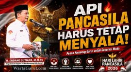 Kasubag TU Kemenag Kabupaten Garut, H. Endang Sutiana, S.Ag., M.M.Pd., menyampaikan amanat saat menjadi pembina upacara Hari Lahir Pancasila 2026 di MAN 1 Garut yang diikuti madrasah dan KUA Garut Kota