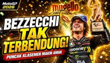 Marco Bezzecchi merayakan kemenangan GP Italia 2026 di Mugello yang membuat pembalap Aprilia Racing semakin kokoh memimpin klasemen MotoGP 2026. Di Moto3, Veda Ega Pratama terus mendekati posisi empat besar
