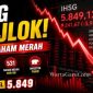 Layar pergerakan saham menunjukkan IHSG melemah tajam ke level 5.849 pada perdagangan Kamis pagi di tengah tekanan bursa Asia